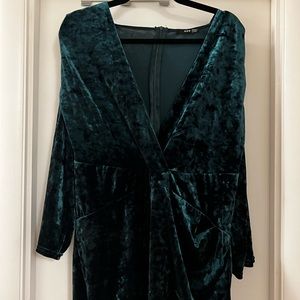 Plus Size Green Velvet Dress